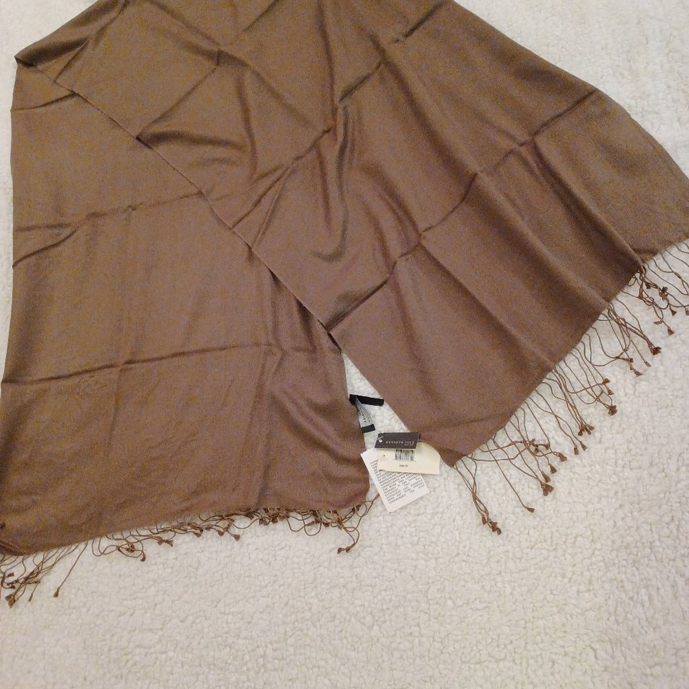 Coffee Pashmina Cashmere Scarf - New (Kenneth Cole)